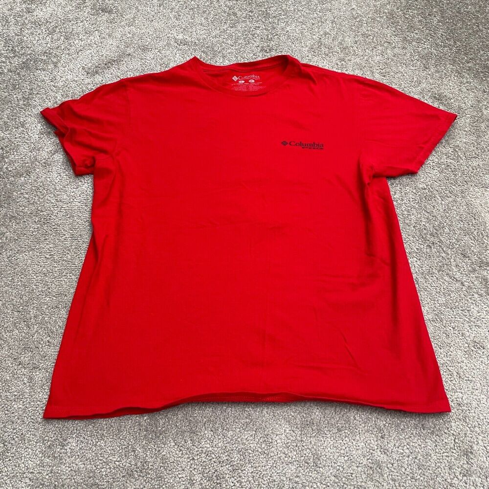 Columbia PHG Graphic T-Shirt Mens Large Red Crew Neck Short Sleeve Hunting Tee